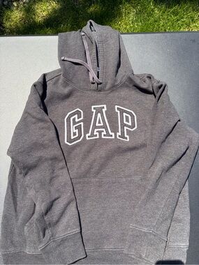 GAP Dark Gray Pullover Hoodie with White Outline Logo